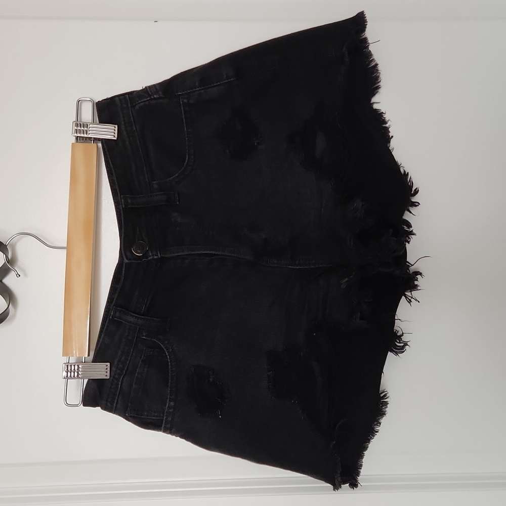 Hollister size 3 26" high waist shorts black cutoff denim distressed